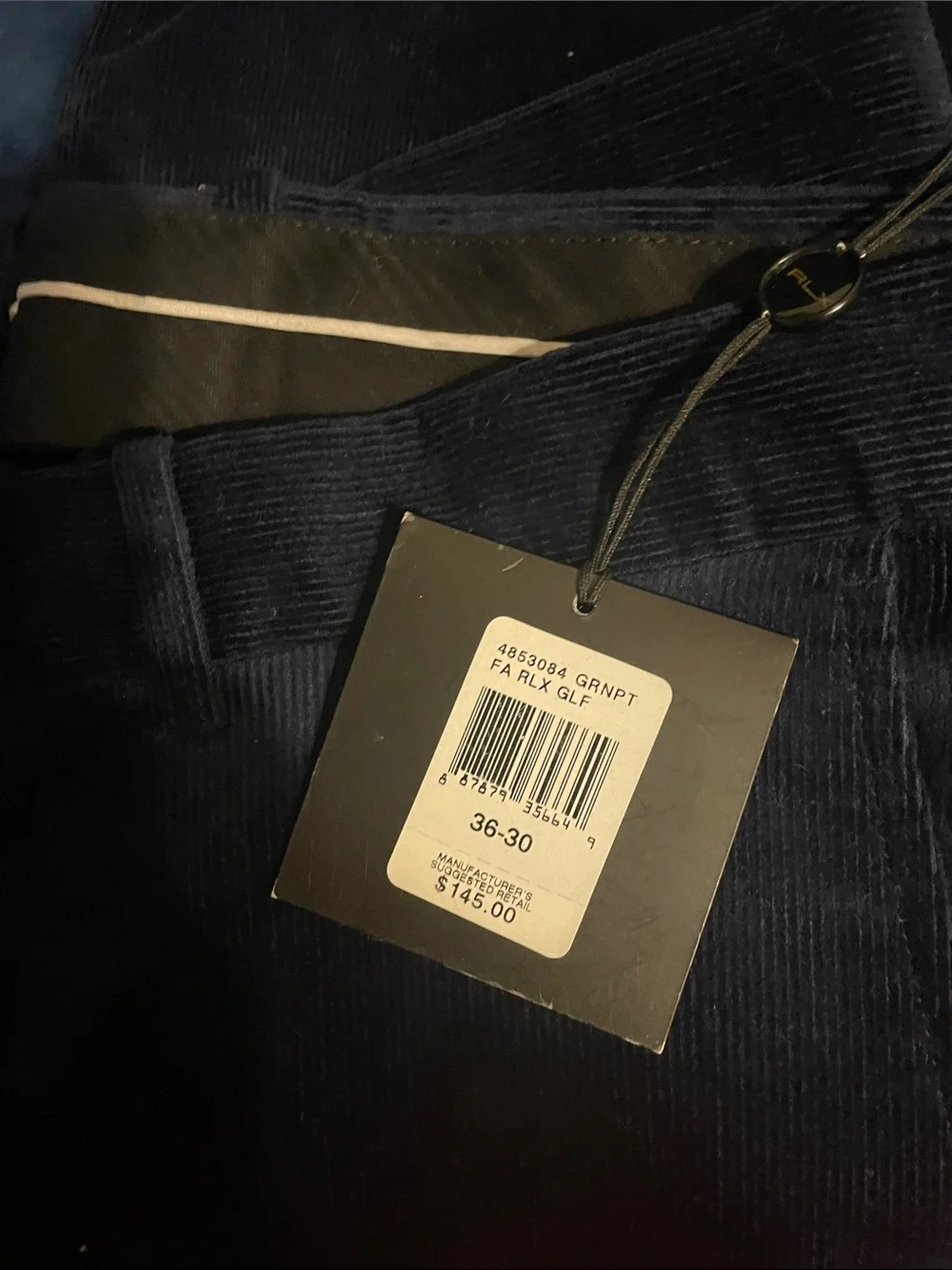 RLX Ralph Lauren Men’s Dark Navy Corduroy Trousers
